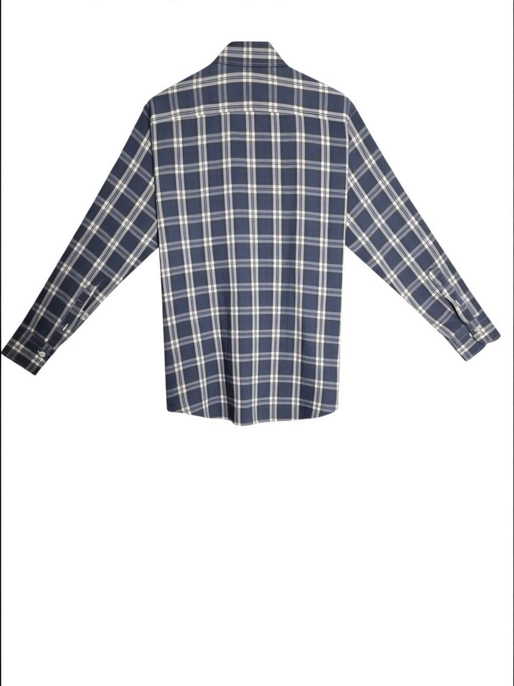 Ledbury Osmond Blue Plaid Button Down Shirt Spread Collar Cotton 15.5 Medium - Picture 3 of 10